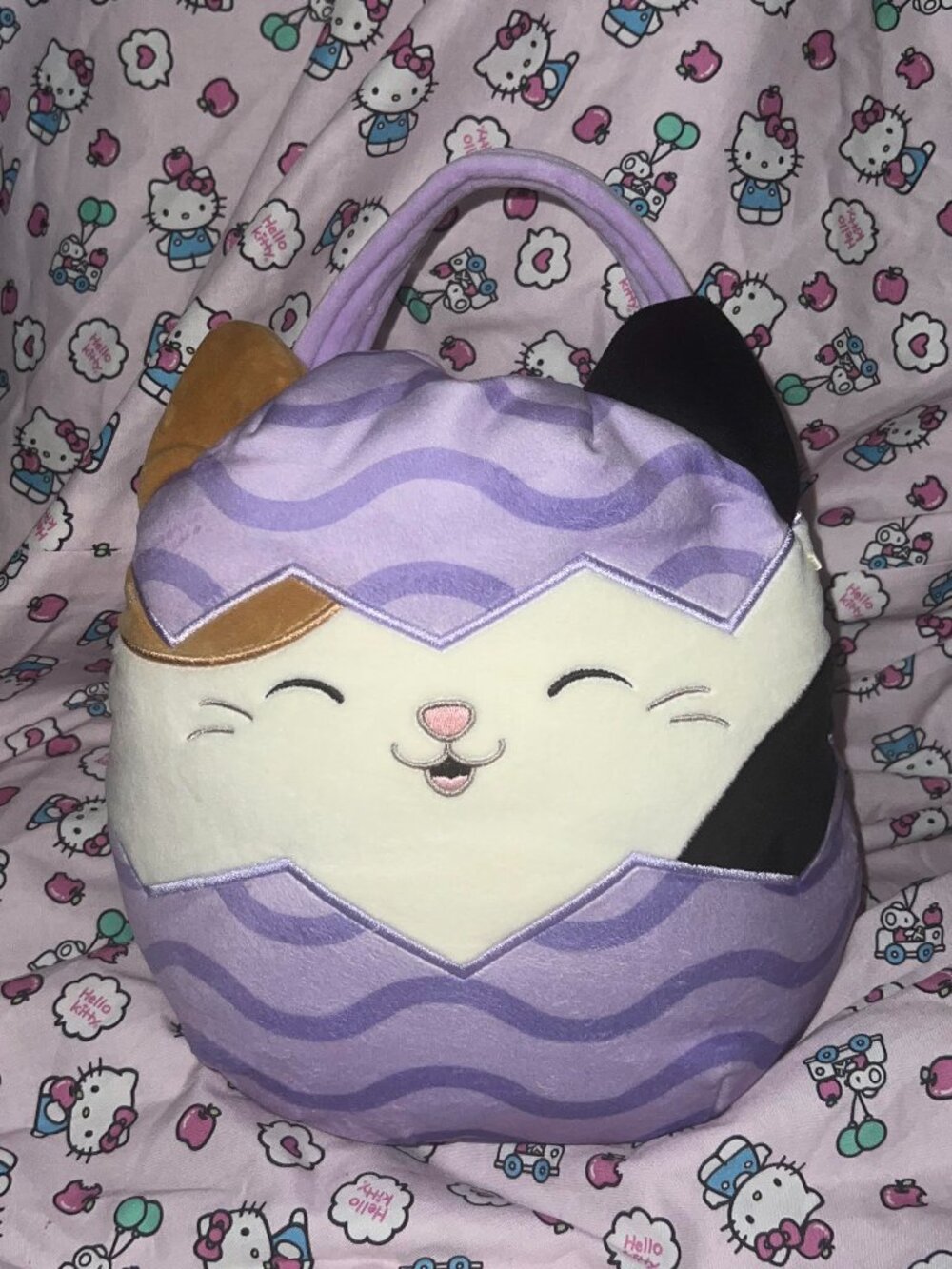 Squishmallows Cam the Calico Cat Easter Egg Plush Bucket Basket Candy Pail